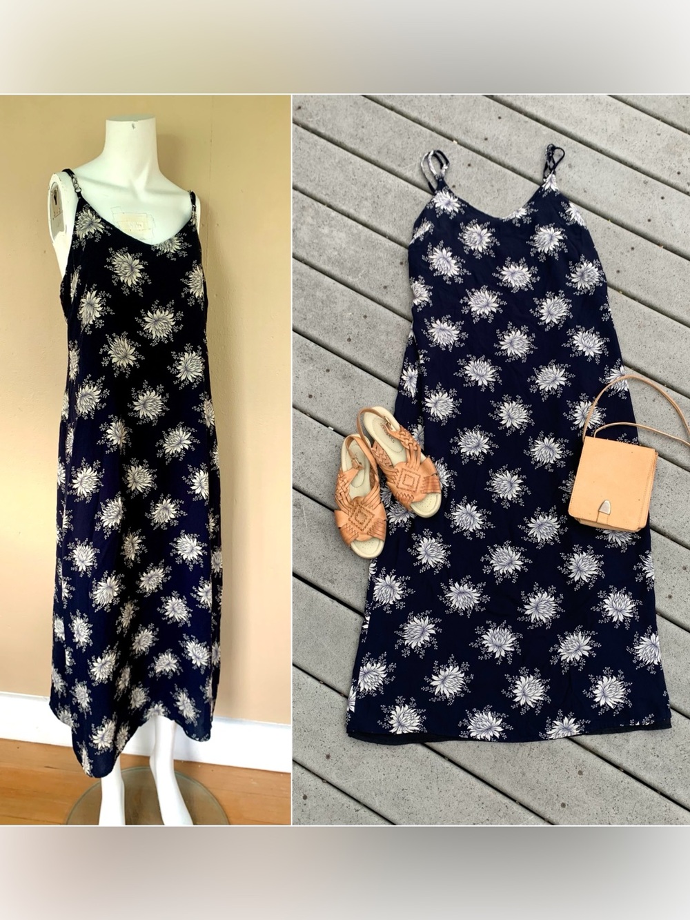 Vintage 90s Floral Spaghetti Strap Slip Dress
